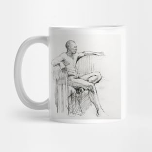 Seated male nude Mug